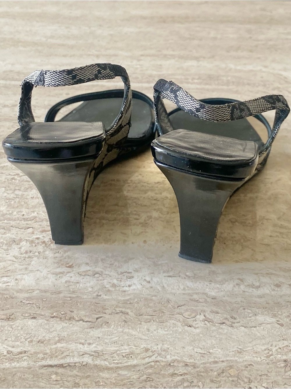 Vintage Gucci GG Canvas Slingback Wedge Sandals - Picture 6 of 9